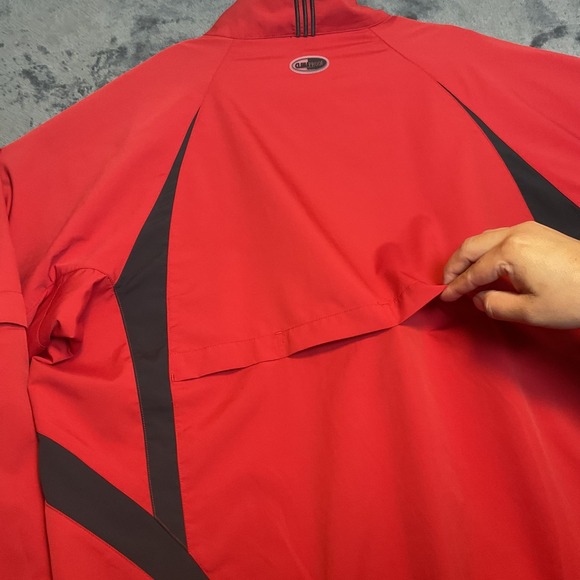 Adidas Windbreaker Jacket Mens Large Red Black Striped Wind Resistant Outdoor - Picture 12 of 12
